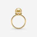 Diamond and Golden South Sea Pearl Petite Dauphine Ring