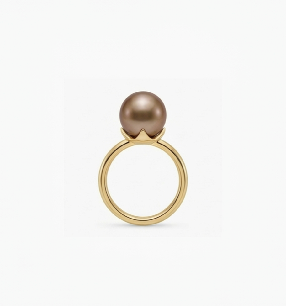 Chocolate Tahitian Pearl Dauphine Ring